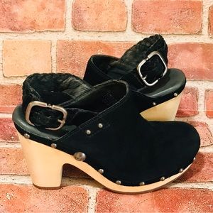 Ugg Dafni Black Braided Sling Back Suede SlipOn Platform Studded Heel Clog Sz-6